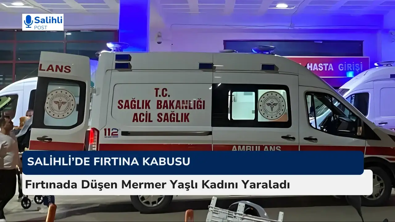 Salihli’de Fırtına Kabusu ! Binadan Düşen Mermer Kadını Yaraladı